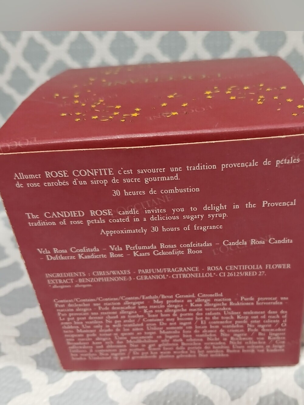 L'OCCITANE Candied Rose Scented Candle 7oz. New In Box - Picture 5 of 5